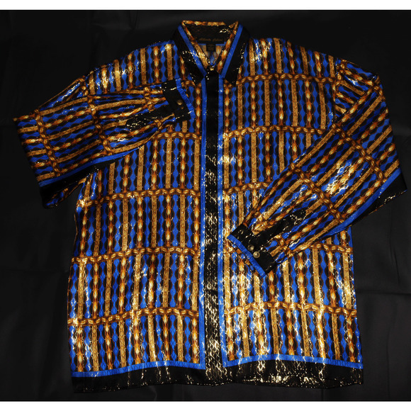 Alberto Celini Men´s Metallic Silk Long Sleeve Button...